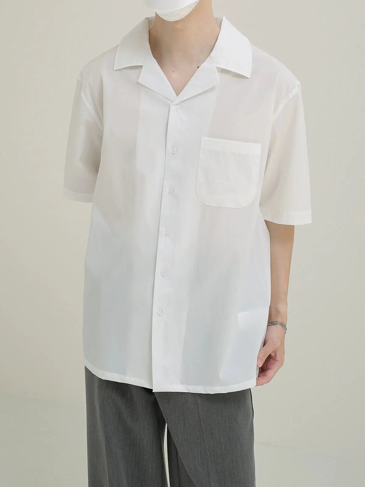 Short Sleeve Button-Down Shirt with Pocket