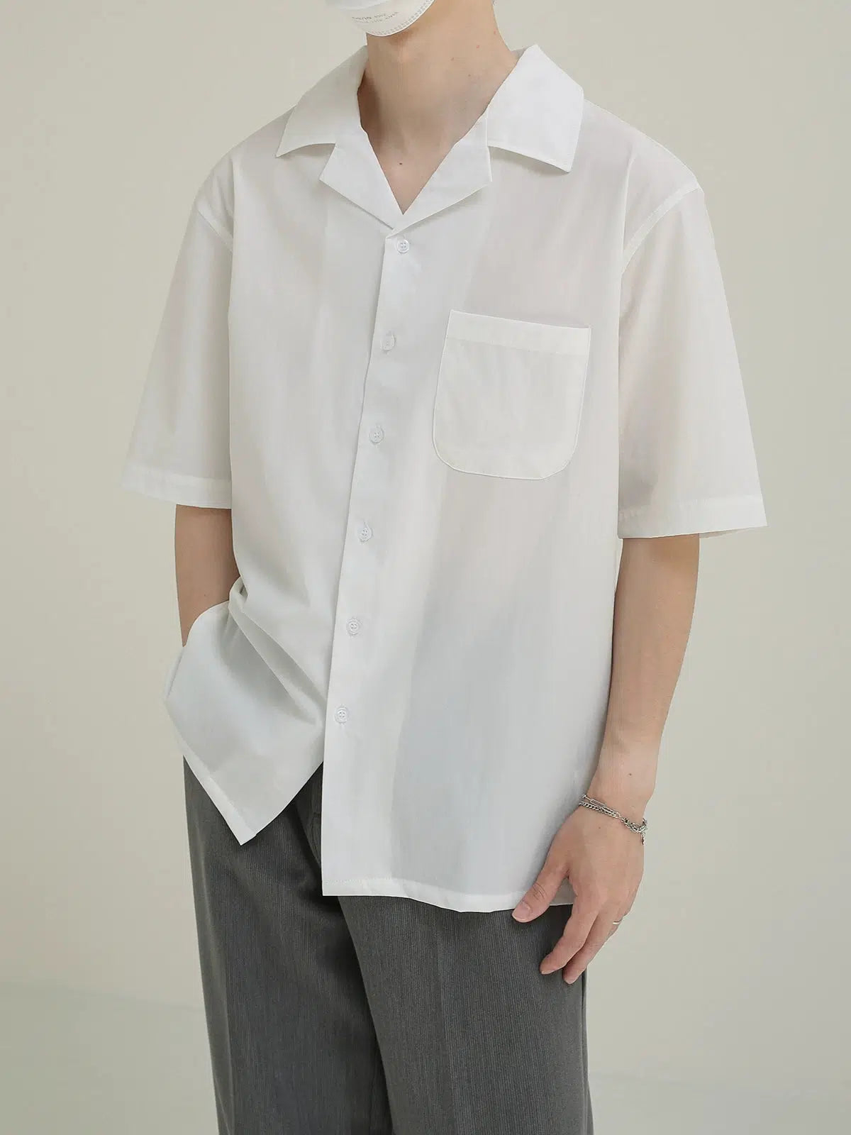Short Sleeve Button-Down Shirt with Pocket