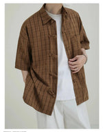 Short-Sleeve Checkered Button-Up Shirt