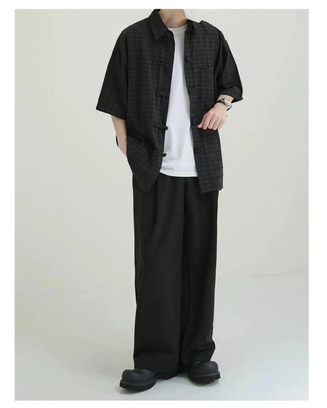 Short-Sleeve Checkered Button-Up Shirt