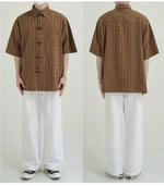 Short-Sleeve Checkered Button-Up Shirt