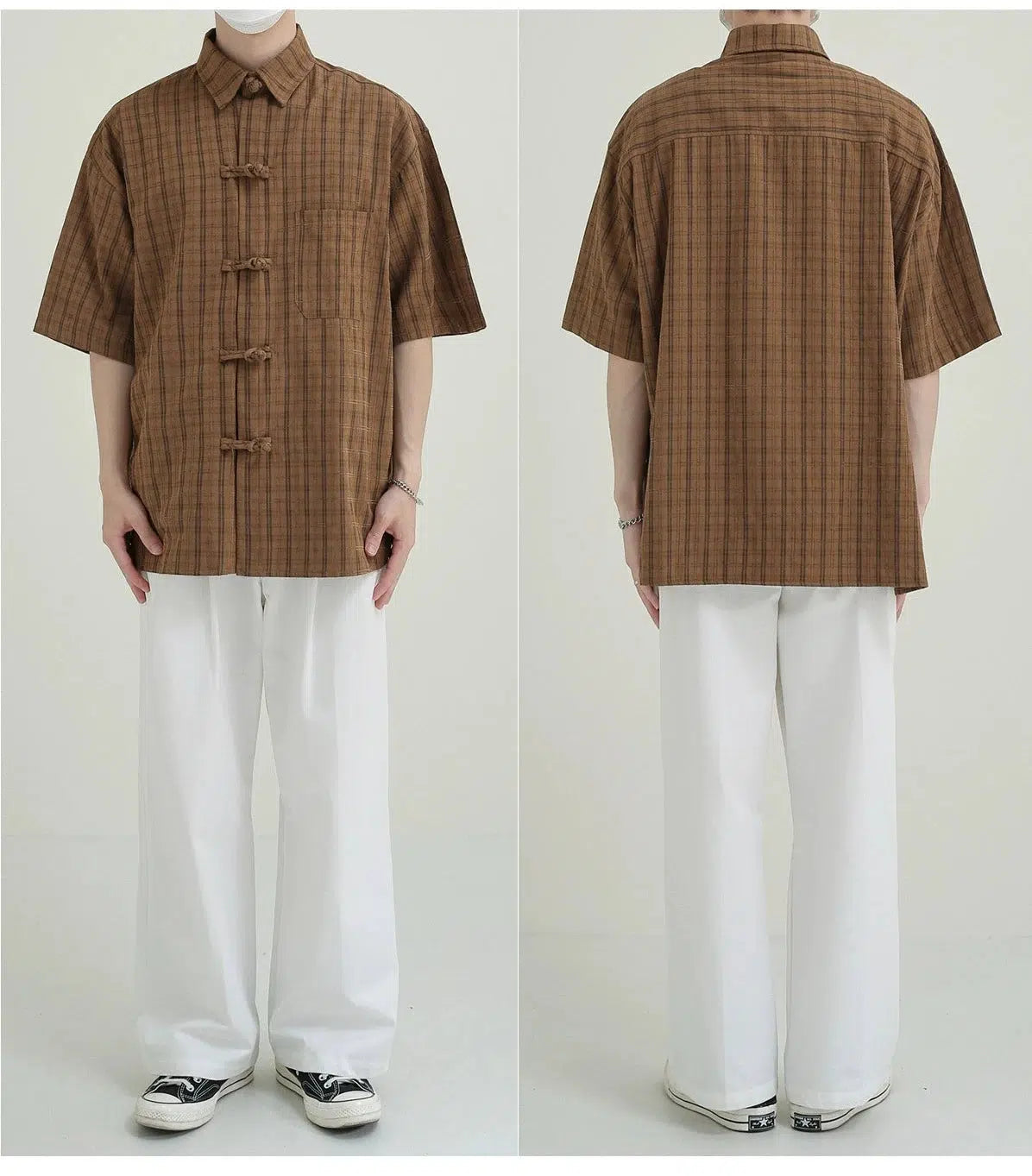 Short-Sleeve Checkered Button-Up Shirt