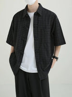 Short-Sleeve Checkered Button-Up Shirt