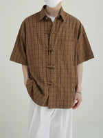 Short-Sleeve Checkered Button-Up Shirt