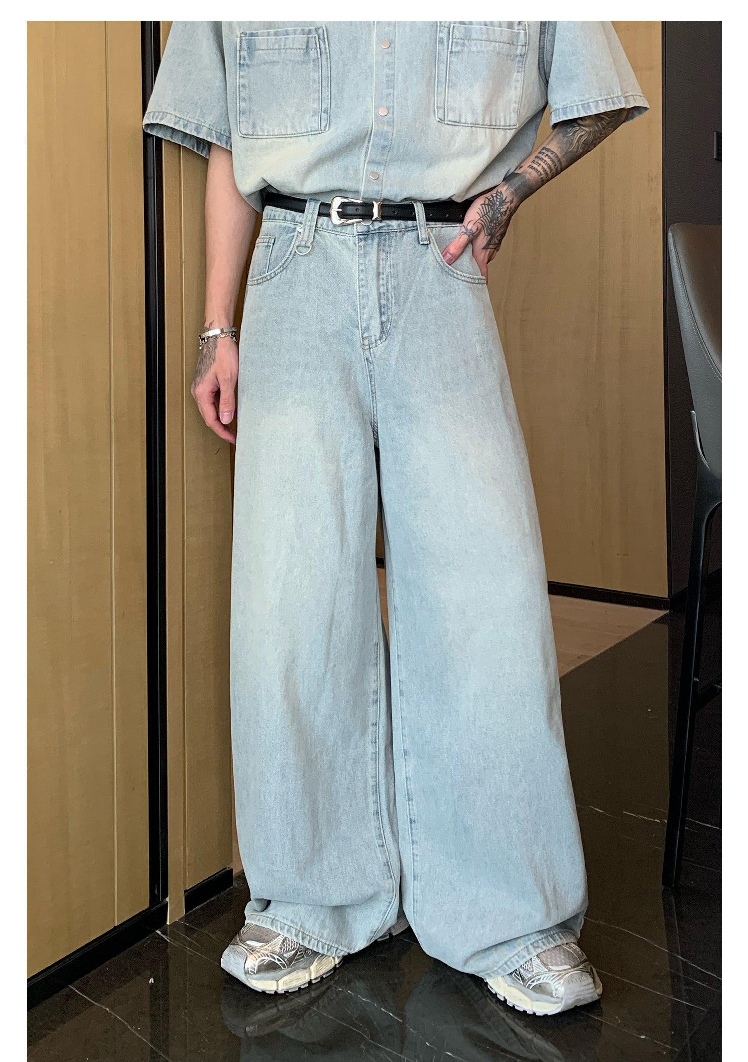 Short Sleeve Denim Shirt & Loose Fit Jeans