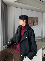 Short Woolen Zipper Jacket