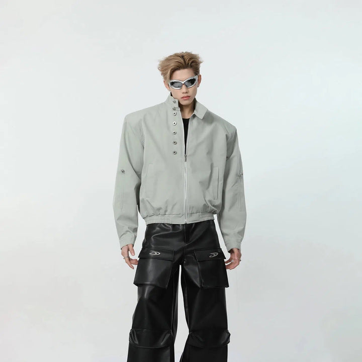 Short Zipped Jacket with Shoulder Pads