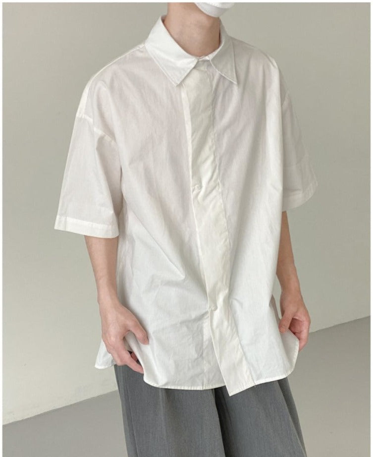 Short-sleeved Color Casual Shirt