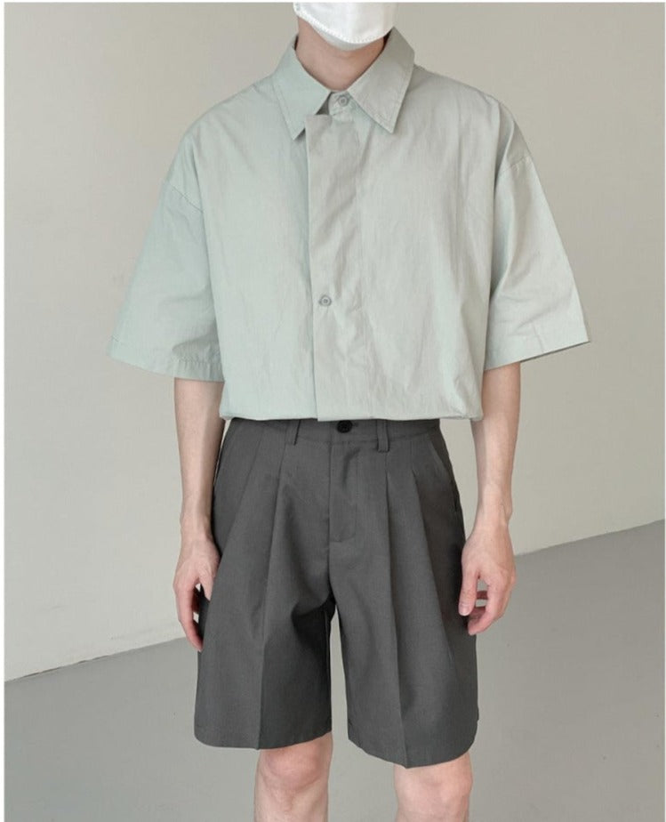 Short-sleeved Color Casual Shirt