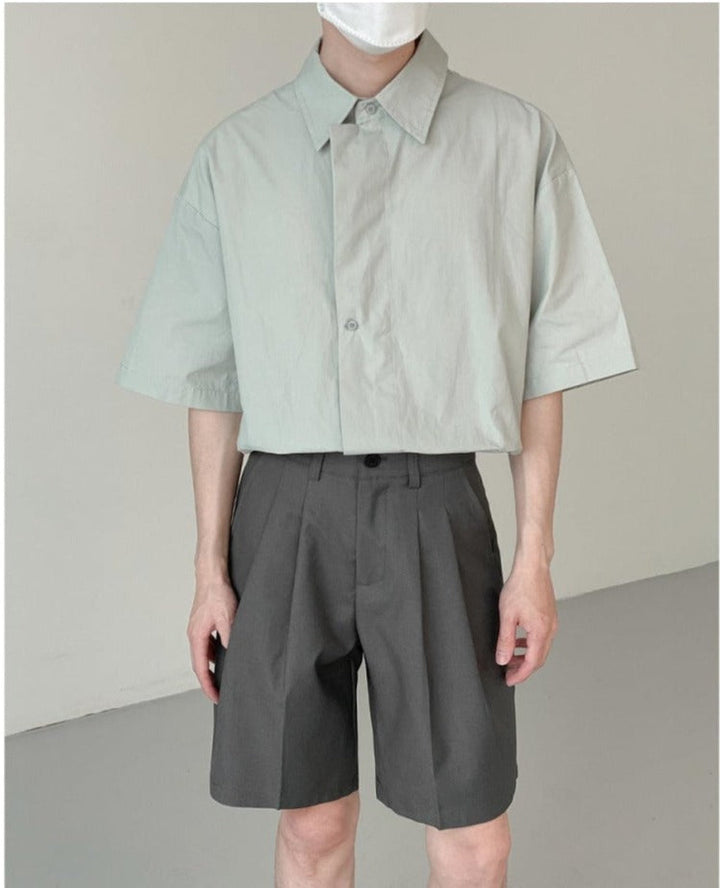 Short-sleeved Color Casual Shirt