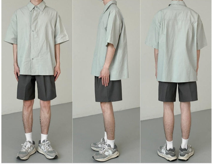 Short-sleeved Color Casual Shirt
