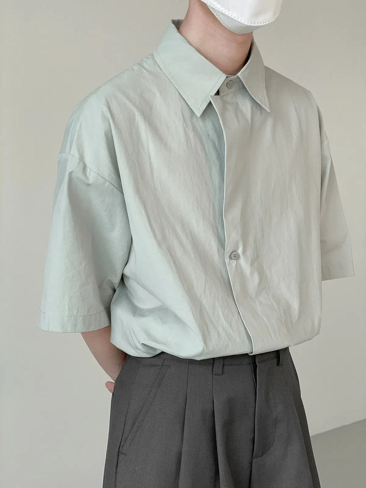 Short-sleeved Color Casual Shirt