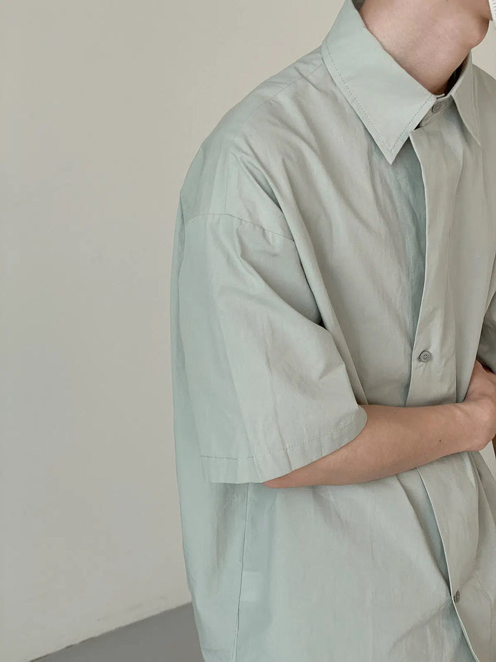 Short-sleeved Color Casual Shirt