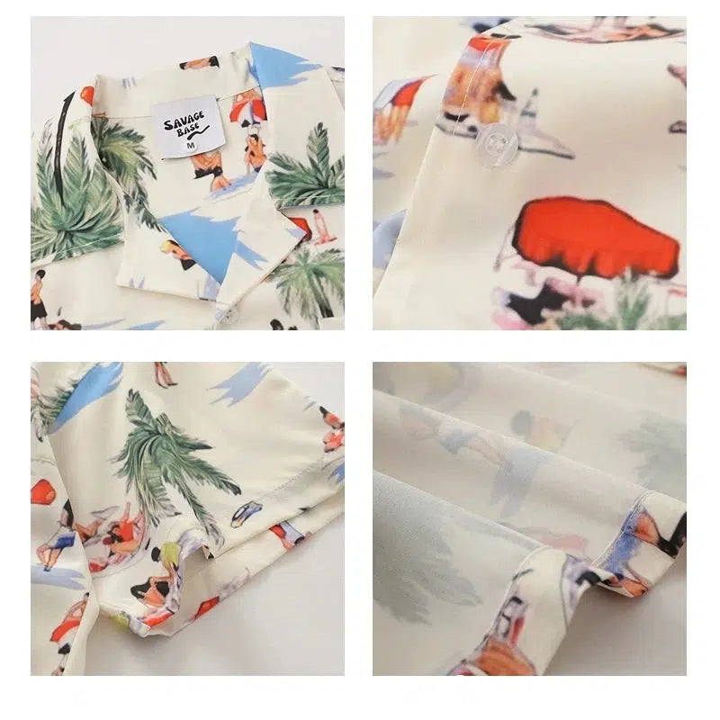 Short-sleeved Floral Beach Shirt