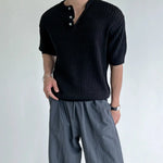 Short-sleeved Knitted Henley