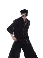 Short-sleeved Metal Zipper Loose Cardigan