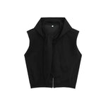 Shoulder Padded Hooded Vest Jacket & Sweatpants