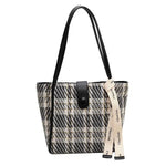 Shoulder Strap Checkered Tote Bag