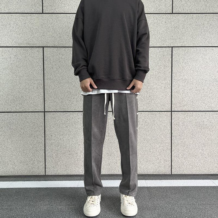 Side Buttons Suede Sport Pants