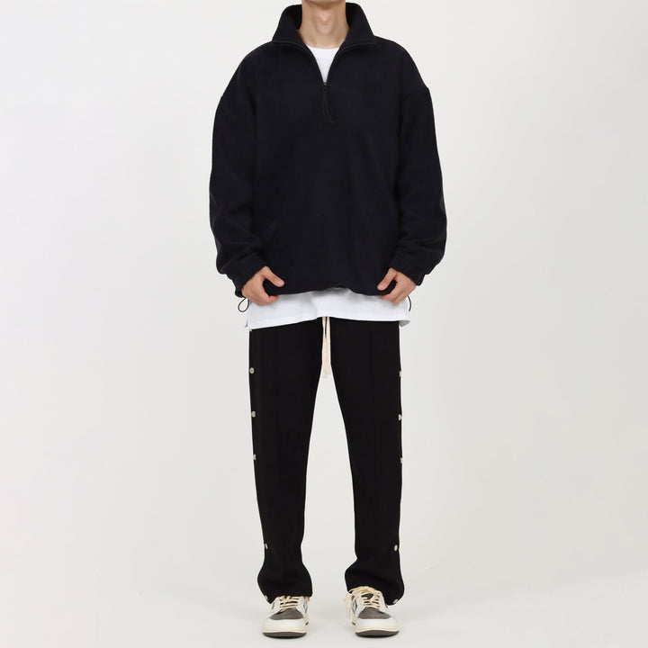 Side Buttons Suede Sport Pants