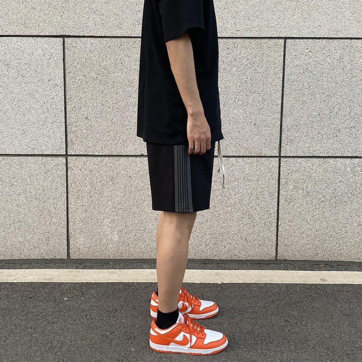 Side Grey Striped Casual Short