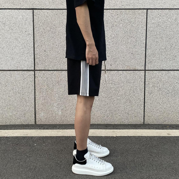 Side Grey Striped Casual Short