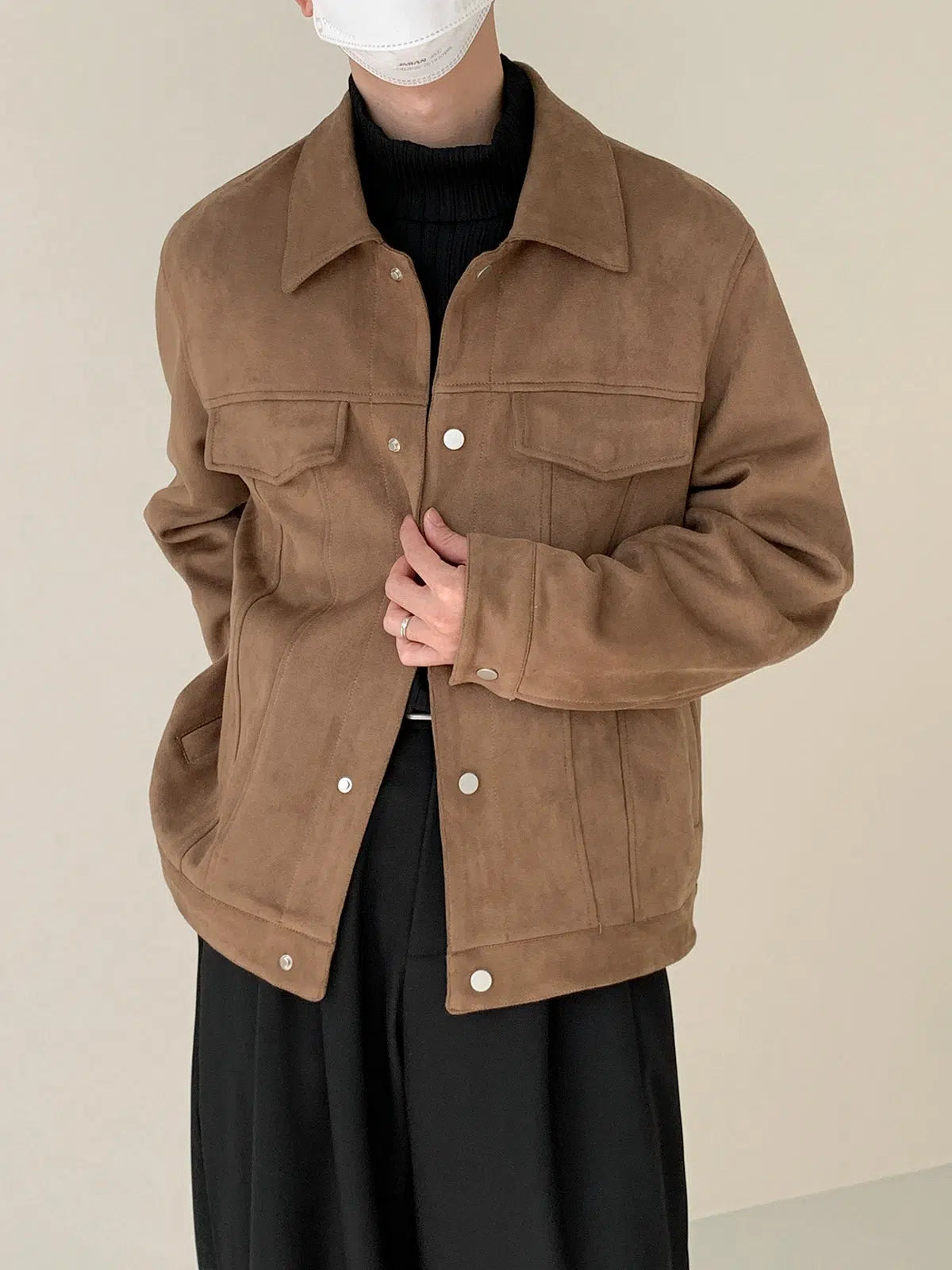 Side Seam Pocket Suede Jacket