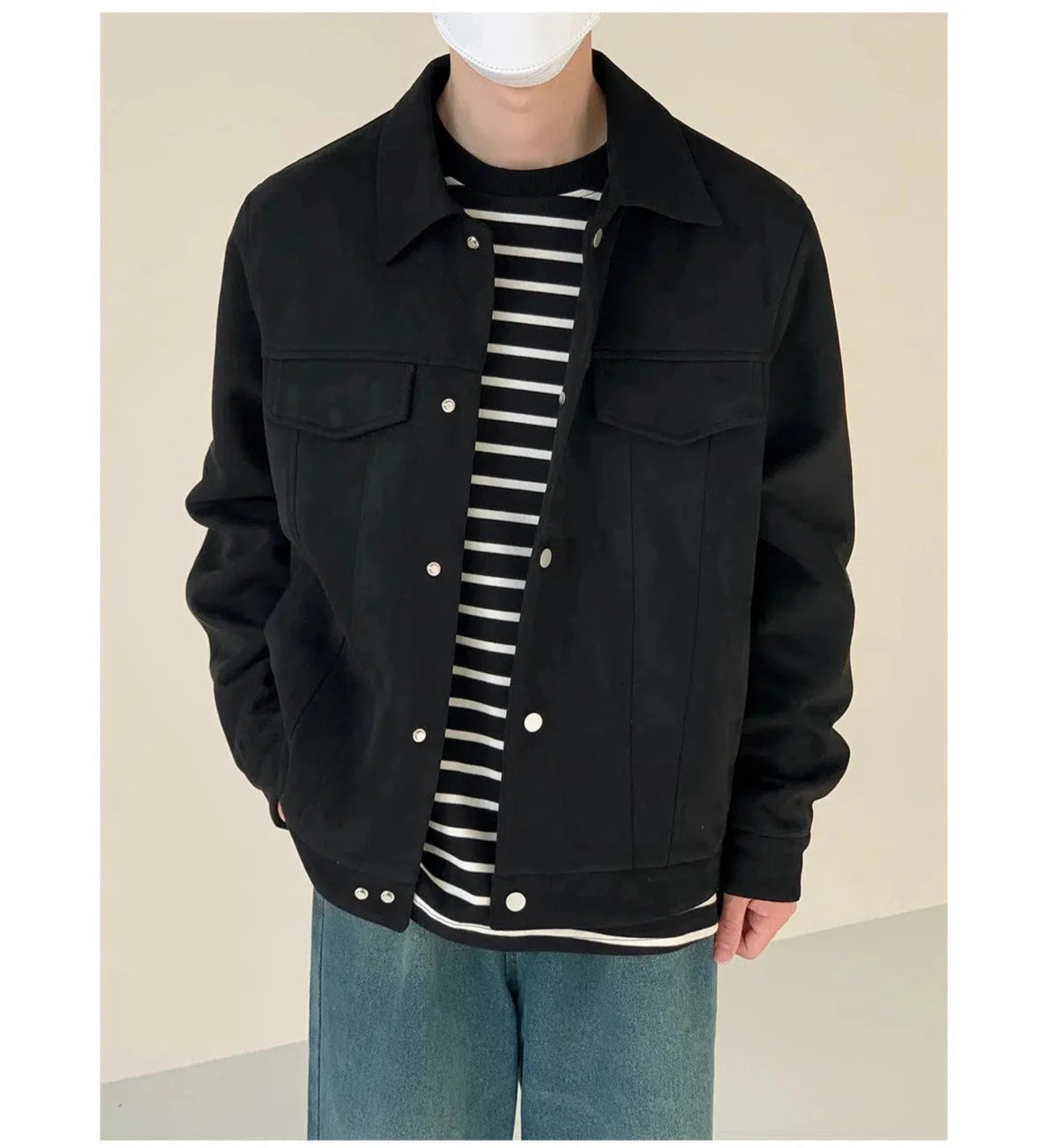 Side Seam Pocket Suede Jacket