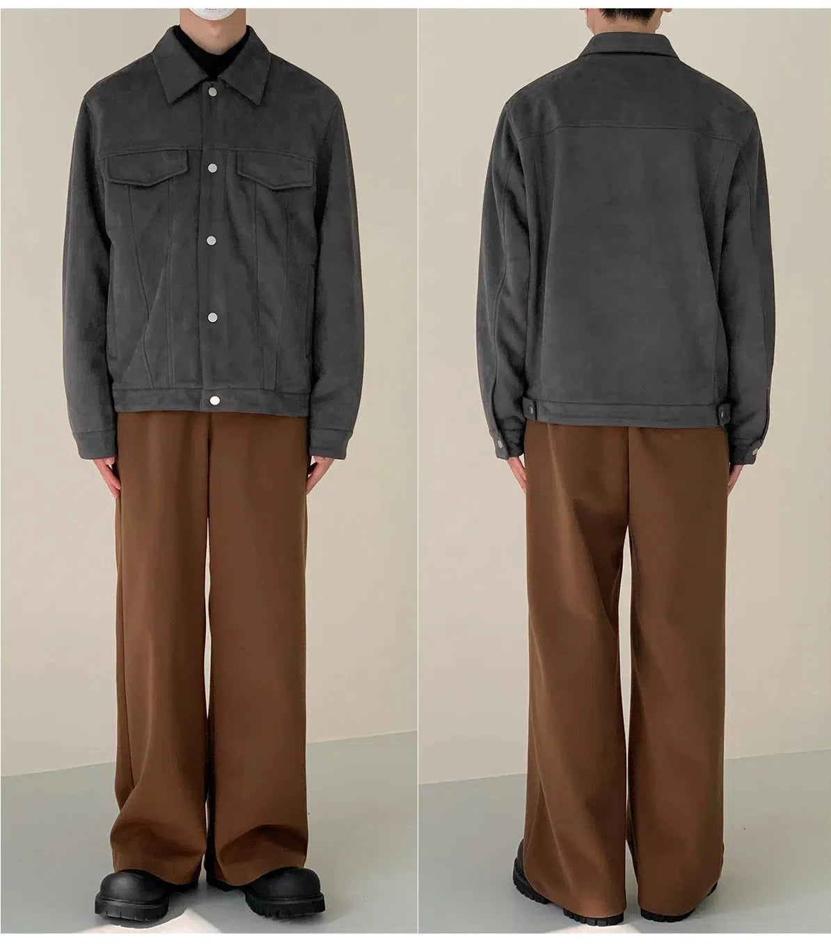 Side Seam Pocket Suede Jacket