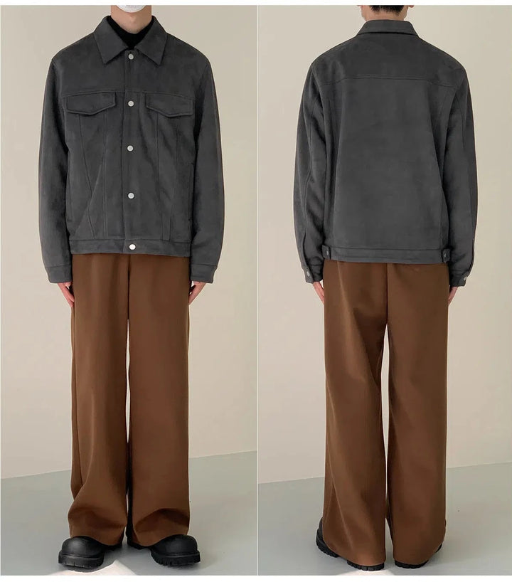 Side Seam Pocket Suede Jacket