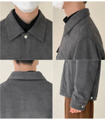 Side Seam Pocket Suede Jacket