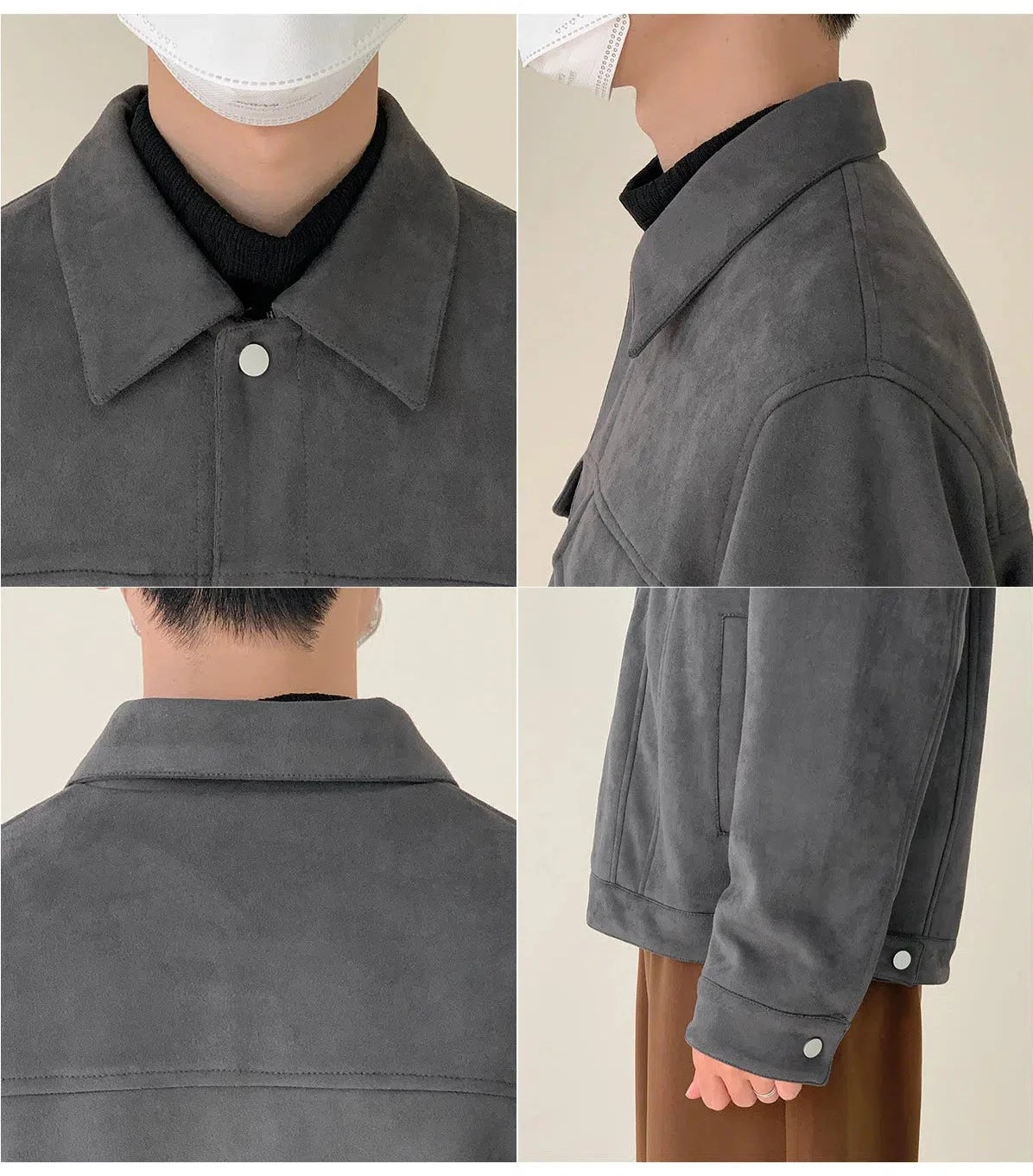 Side Seam Pocket Suede Jacket