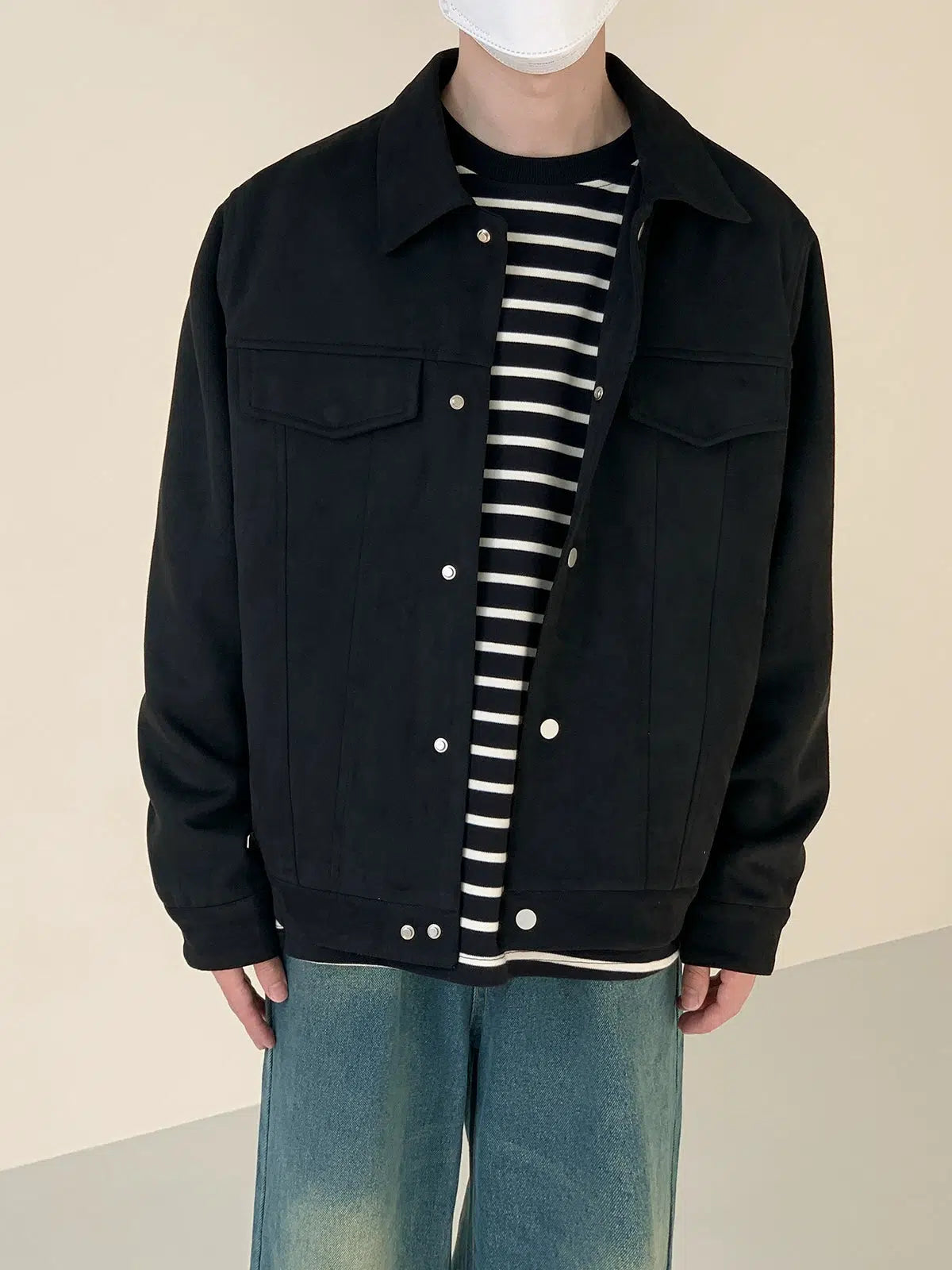 Side Seam Pocket Suede Jacket