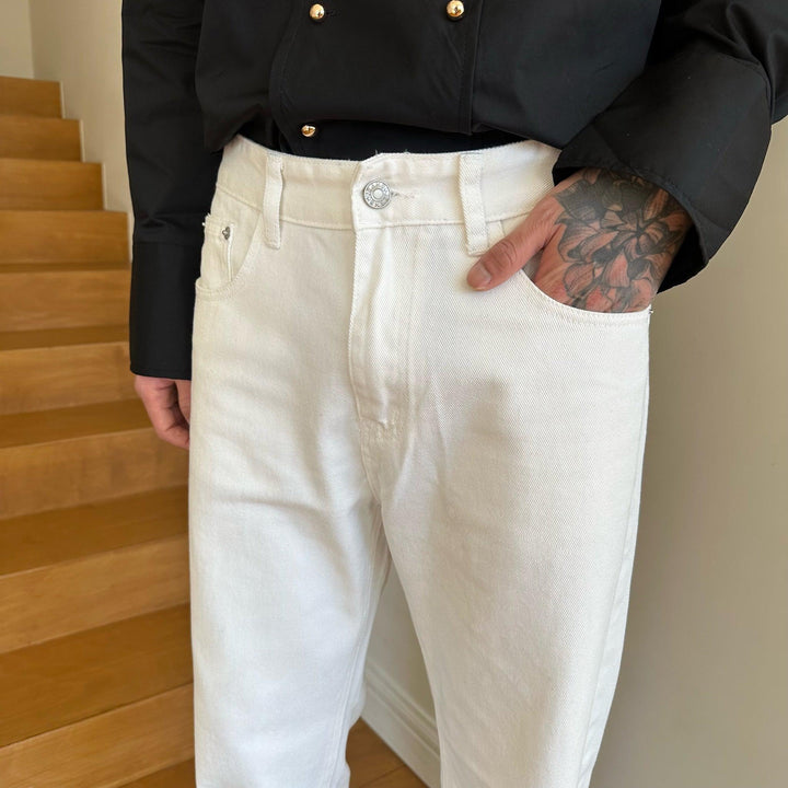 Side Slit Straight Leg Jeans