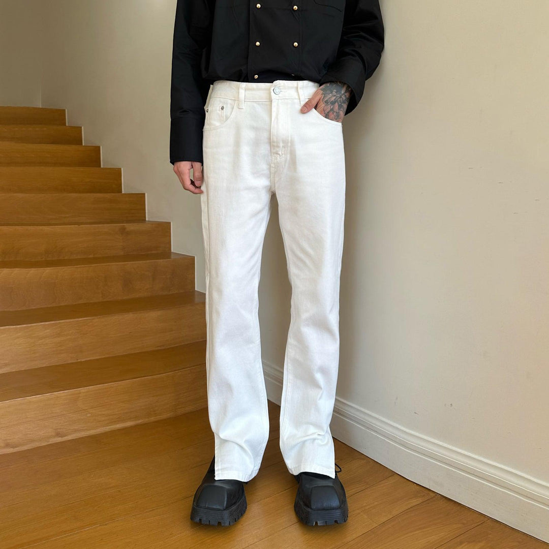 Side Slit Straight Leg Jeans
