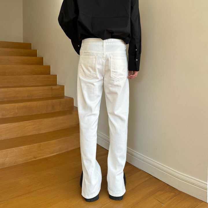 Side Slit Straight Leg Jeans