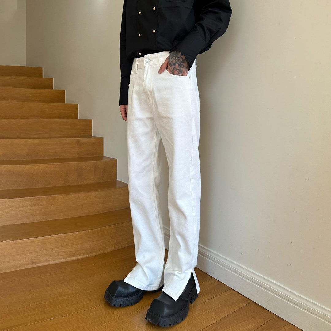 Side Slit Straight Leg Jeans