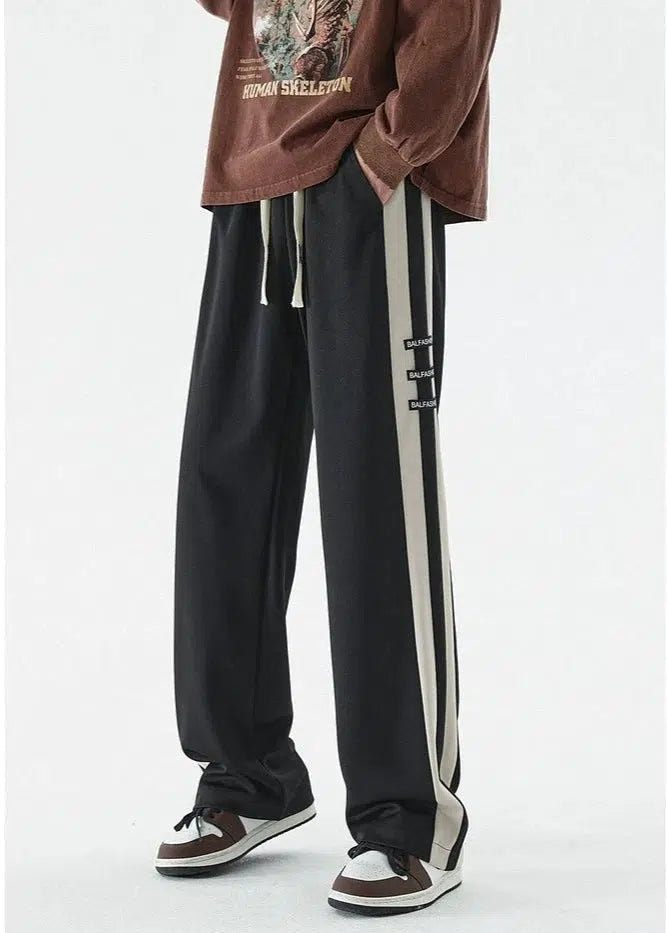 Side Striped Contrasting Sports Pants
