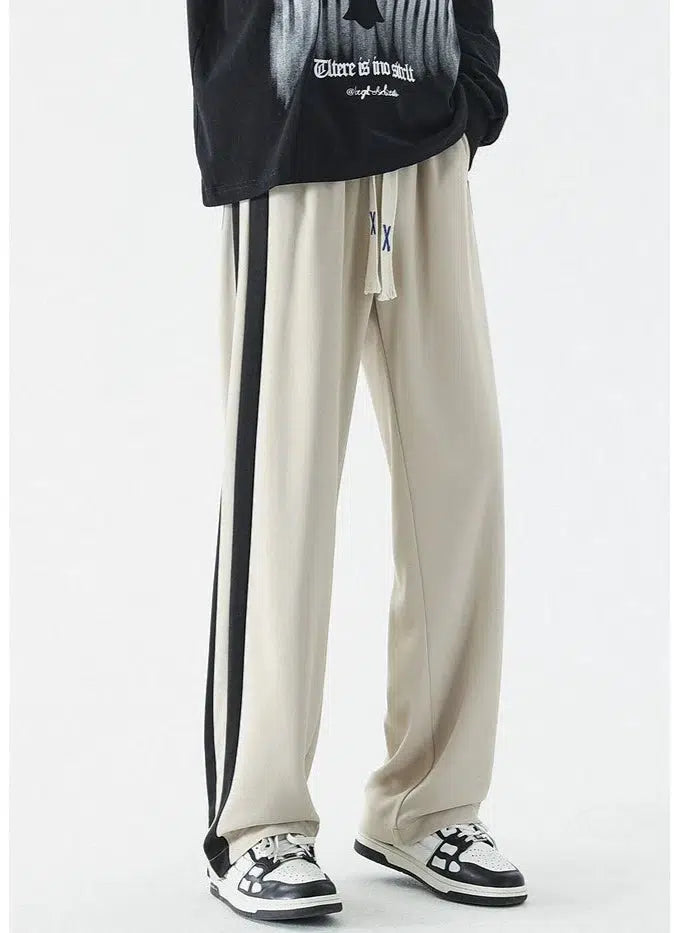Side Striped Contrasting Sports Pants