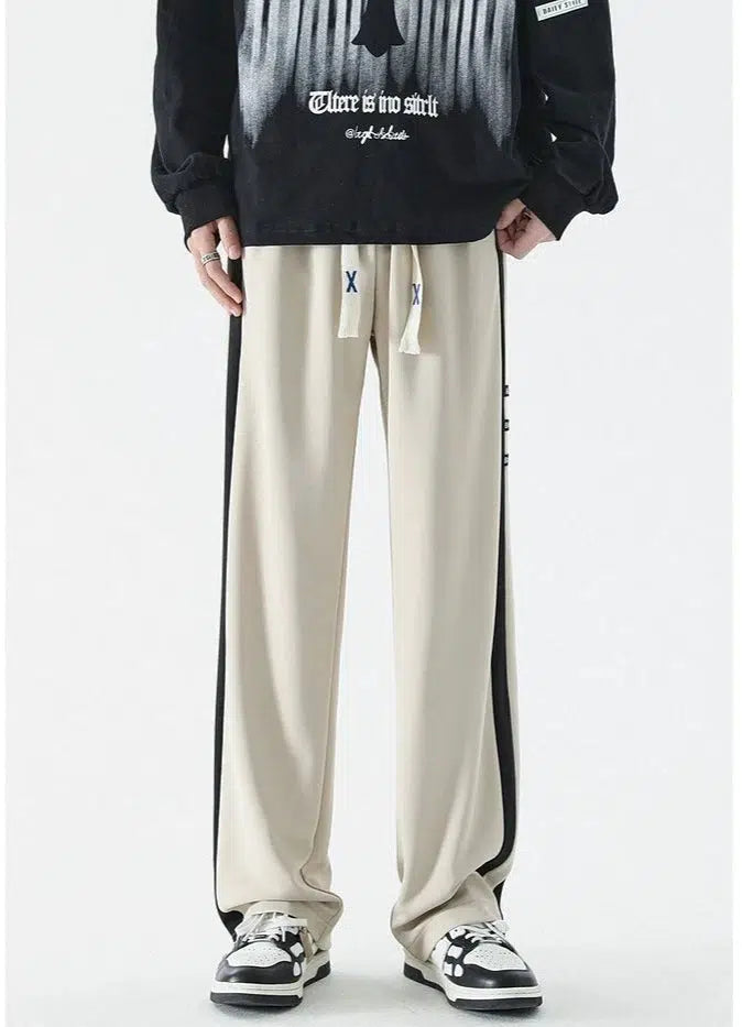 Side Striped Contrasting Sports Pants