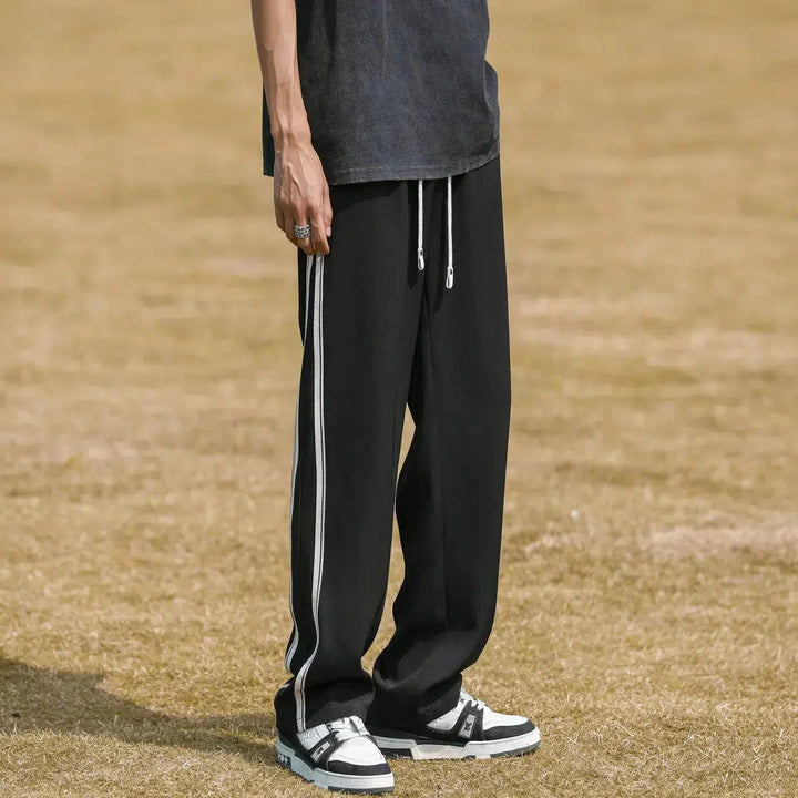 Side Striped Ice Silk Drape Pants