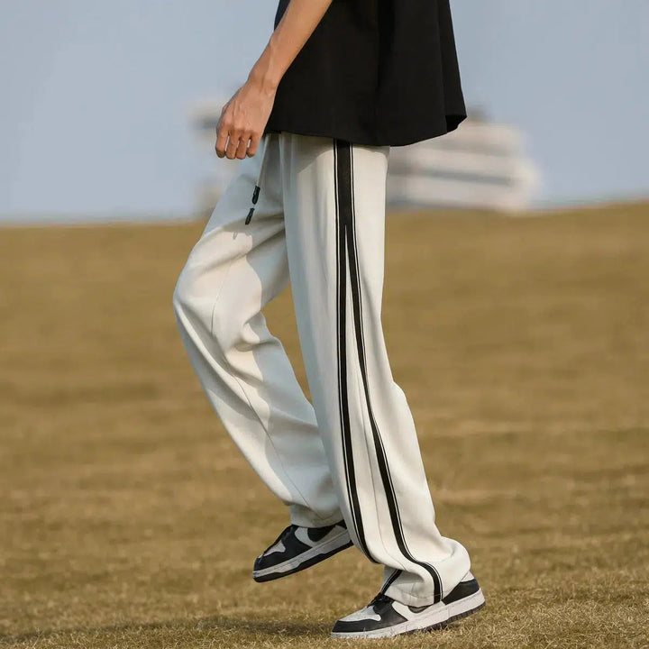 Side Striped Ice Silk Drape Pants