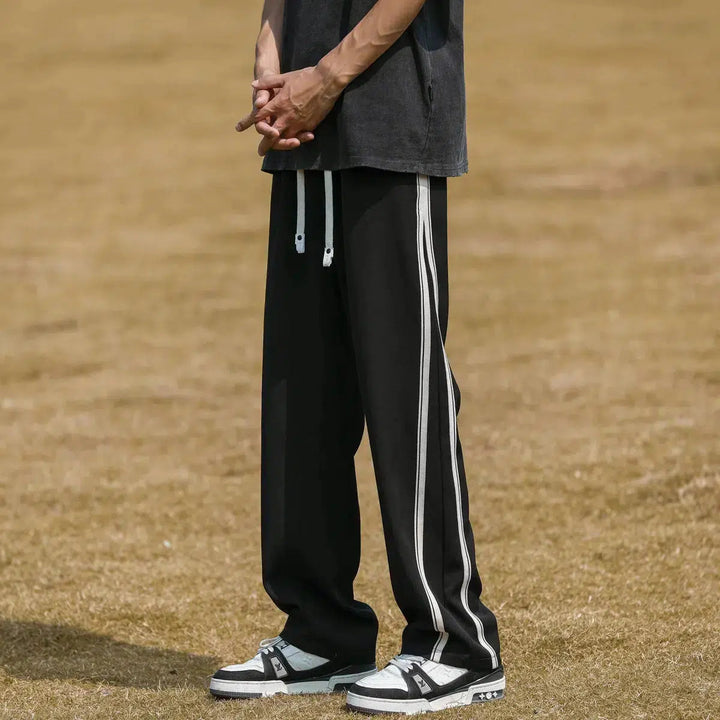 Side Striped Ice Silk Drape Pants