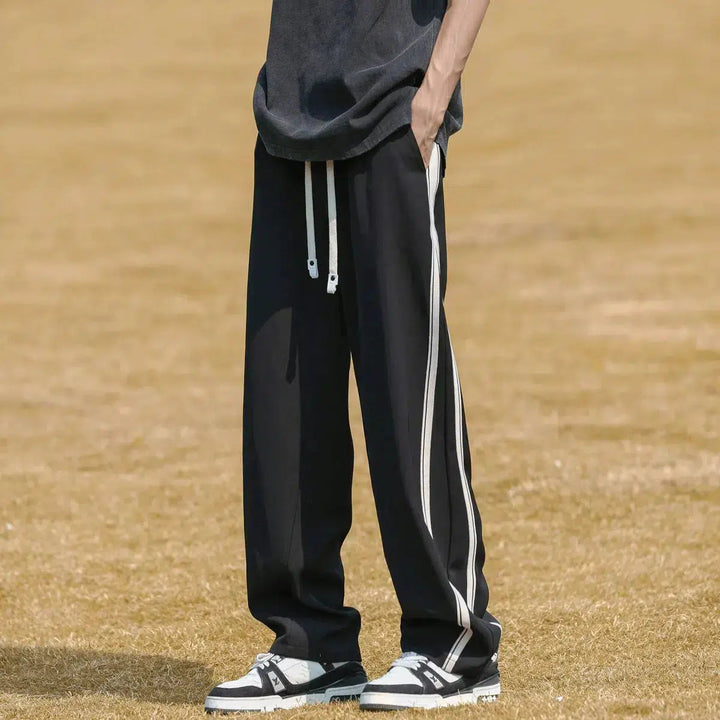 Side Striped Ice Silk Drape Pants