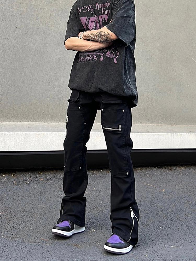 Side Zipper Cargo Jeans
