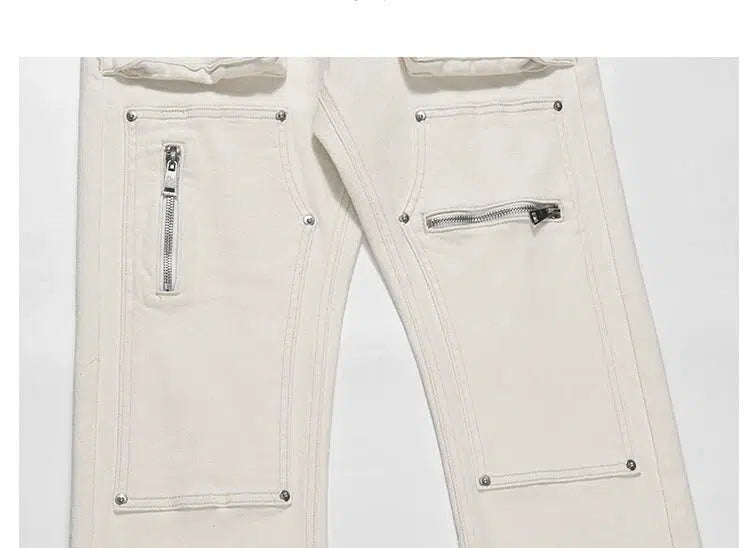 Side Zipper Cargo Jeans
