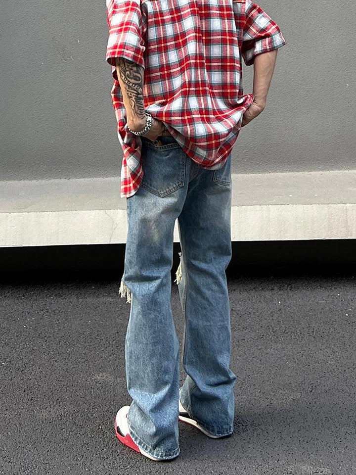 Side Zipper Ripped Jeans