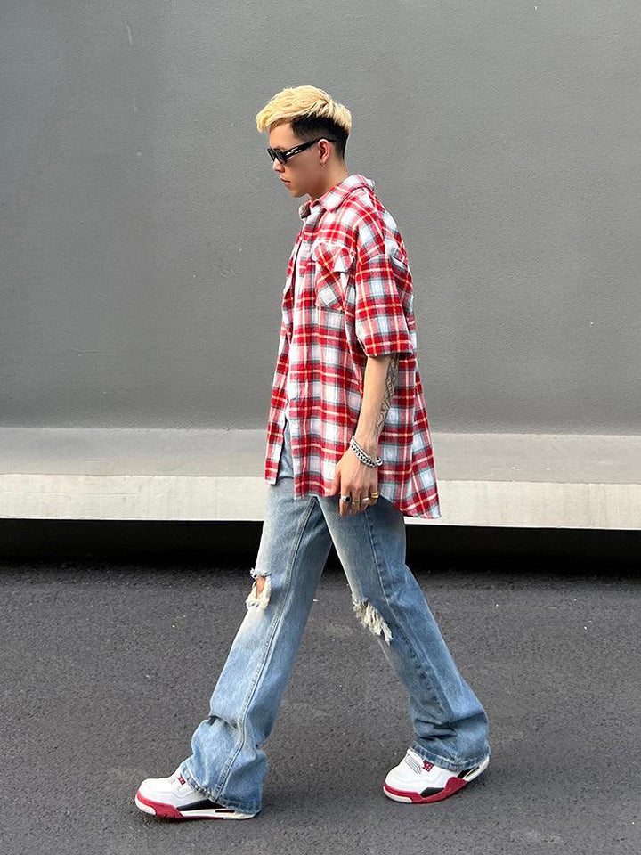 Side Zipper Ripped Jeans