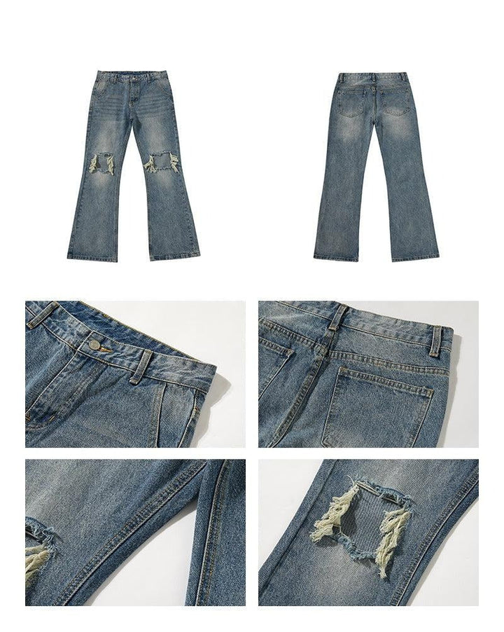 Side Zipper Ripped Jeans
