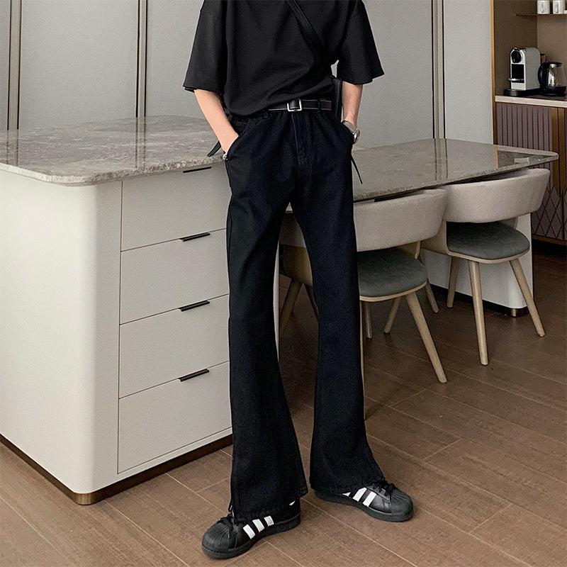Side Zipper Slit Flare Jeans